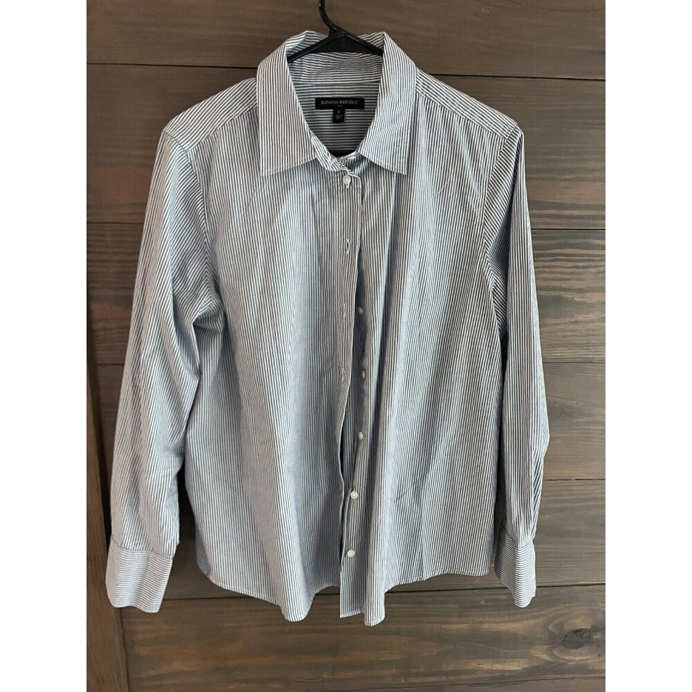 Banana Republic Womens  Shirt Button Up Long Sleeve Blue Sz L